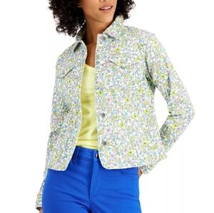 Charter Club Dream Meadows Printed Denim Jacket Size XL, Made for Macy's